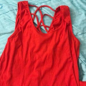 Red long split dress